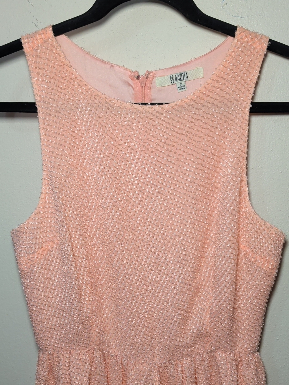 BB Dakota Pink Textured Sleeveless Fit & Flare Dress Fairycore Balletcore Size 2 - Picture 3 of 5